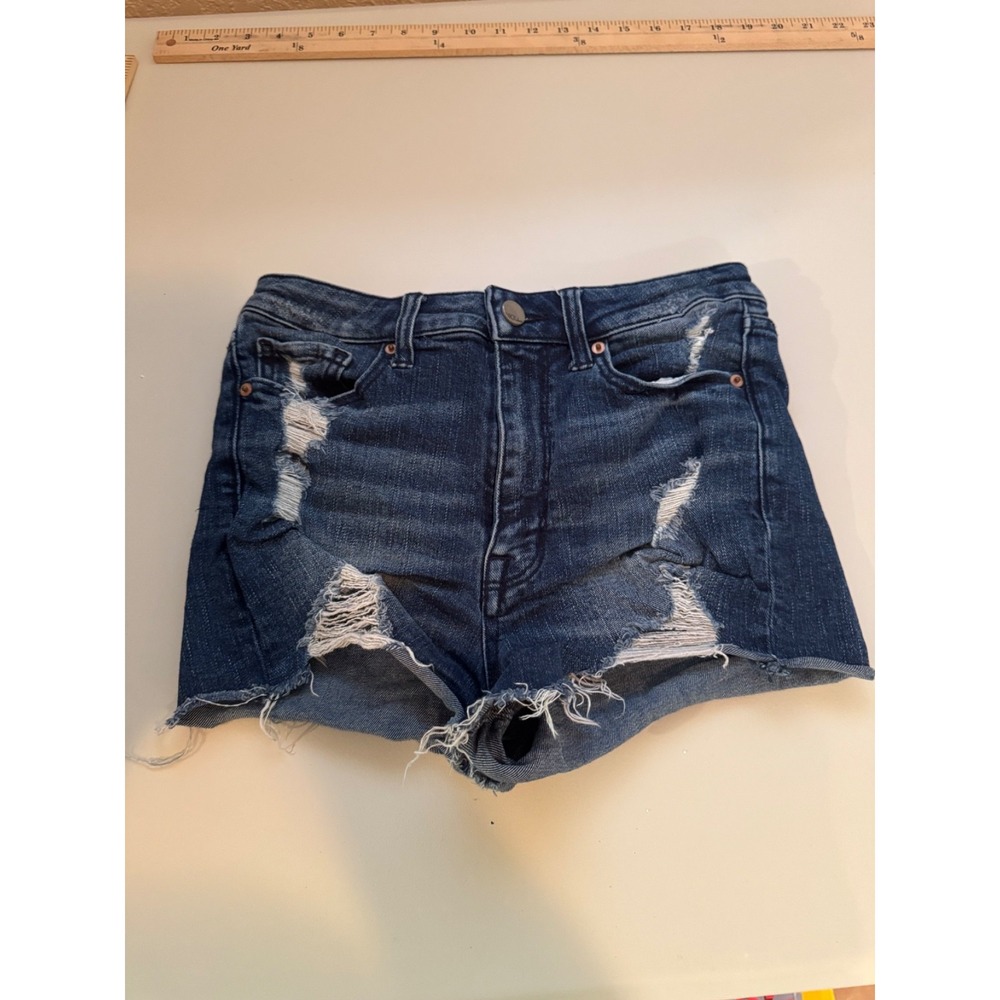 BKE Stella Denim Shorts Womens 25 Distressed Cutoff Stretch Dark Wash Jean Short